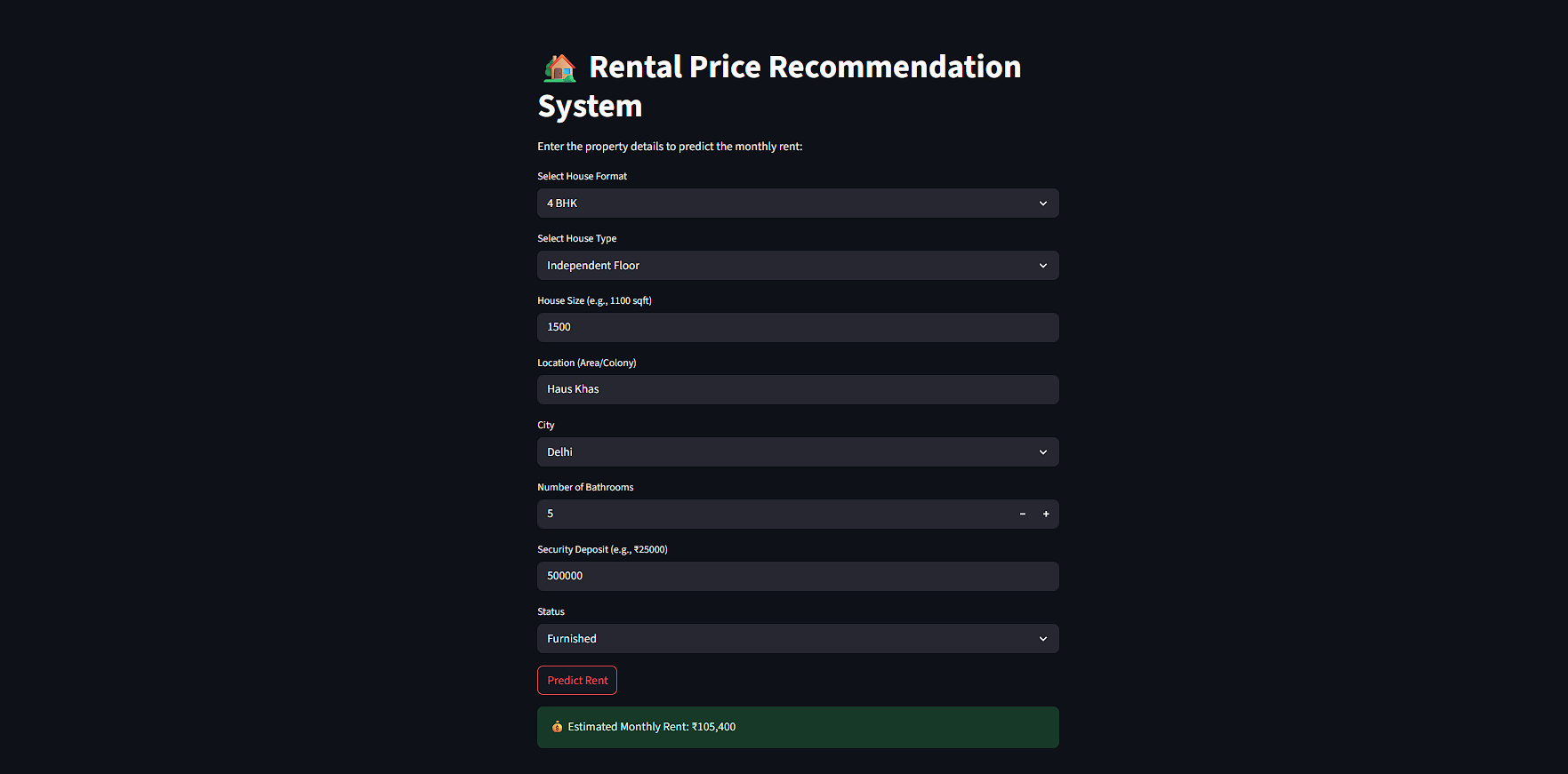 Rental Price Recommendation App